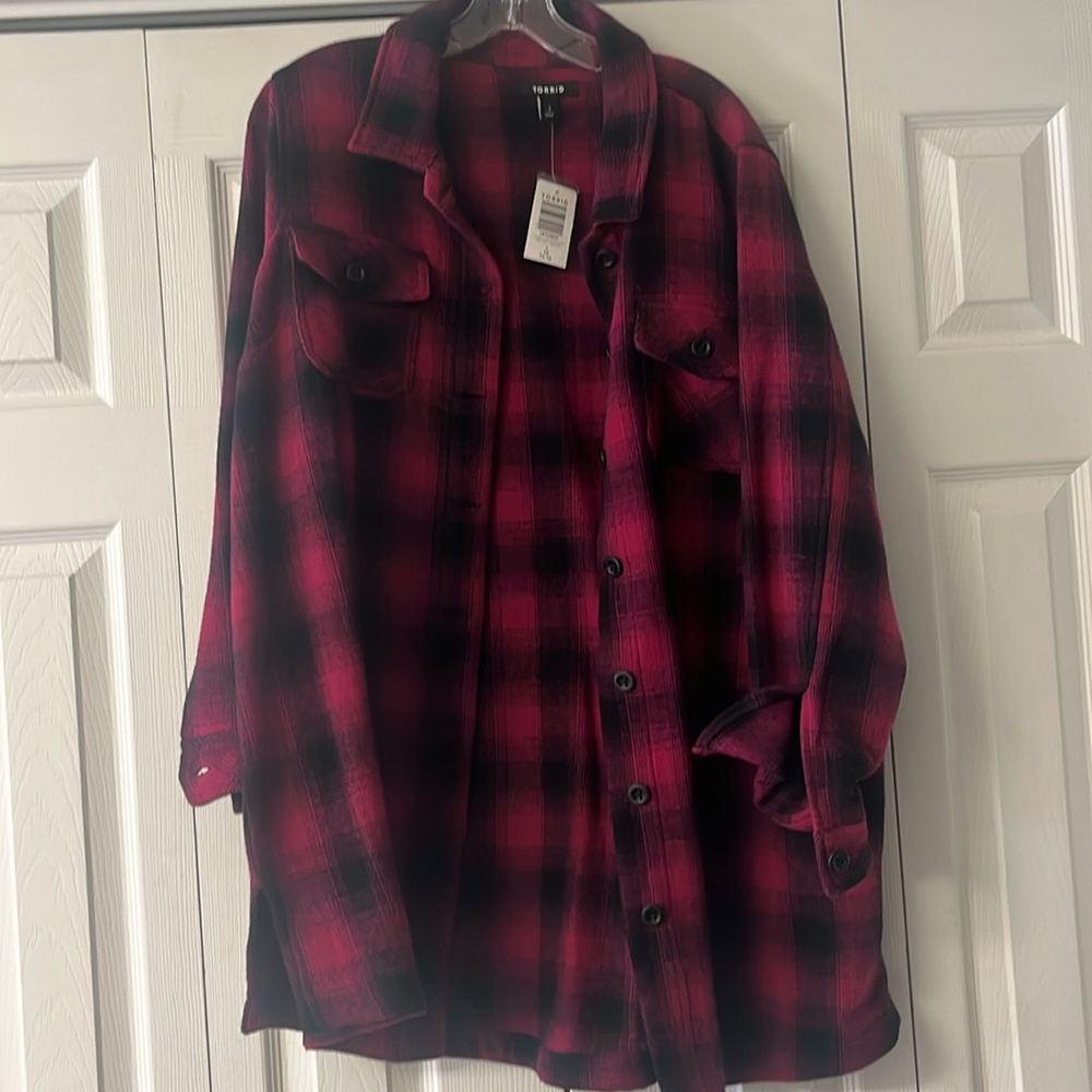 New Women’s Torrid cotton Midi shacket Pink SzL 14-16